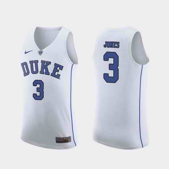 Men Duke Blue Devils Tre Jones White Authentic College Basketball Jersey